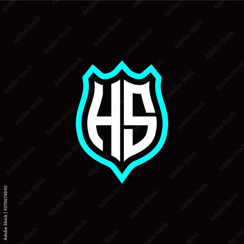 Initial H S letter with shield style logo template vector