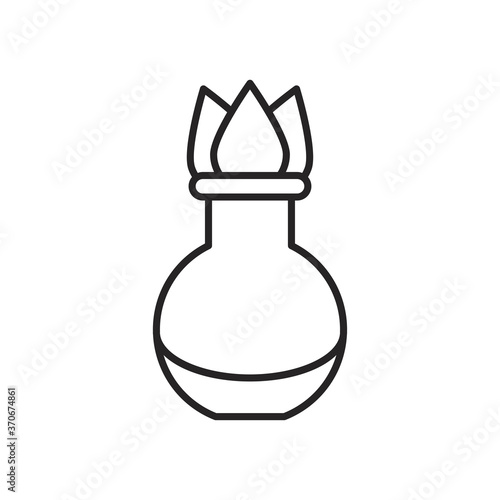 navratri vase with flower style line icon