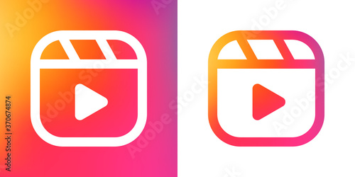 Fotografie, Tablou Instagramm reels icon, line vector illustration, gradient background