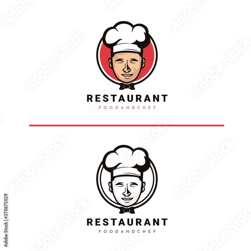 head chef with tie logo design vector illustration cartoon style