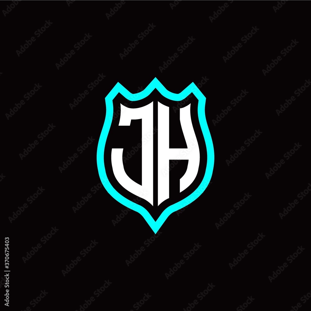 Initial J H letter with shield style logo template vector