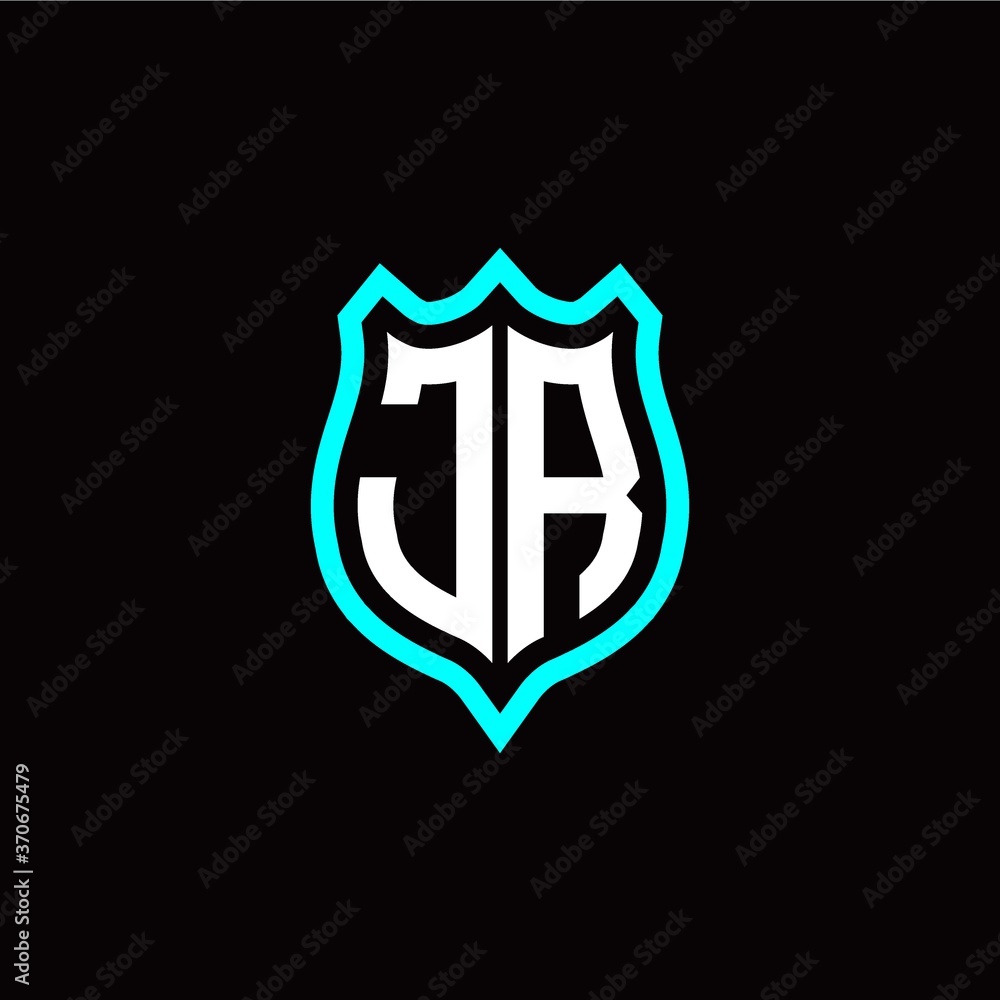Initial J R letter with shield style logo template vector