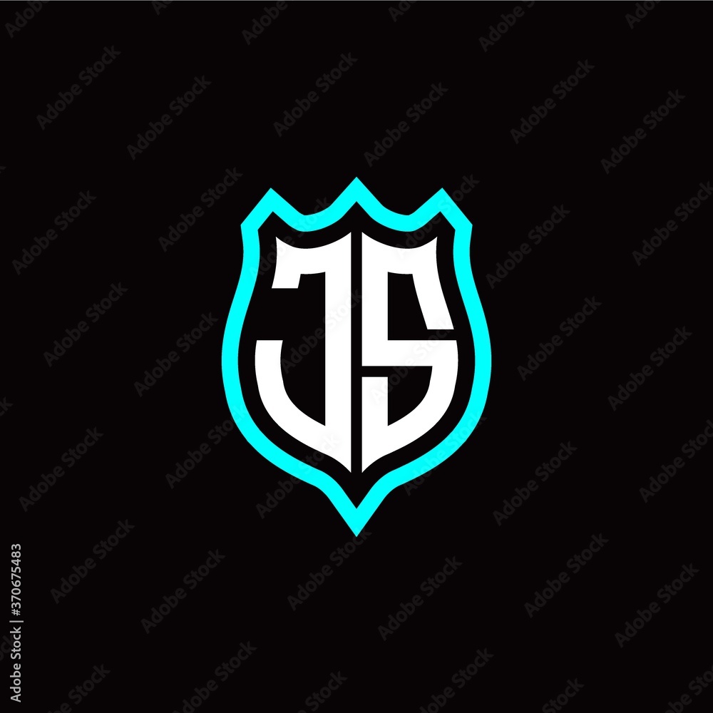 Initial J S letter with shield style logo template vector