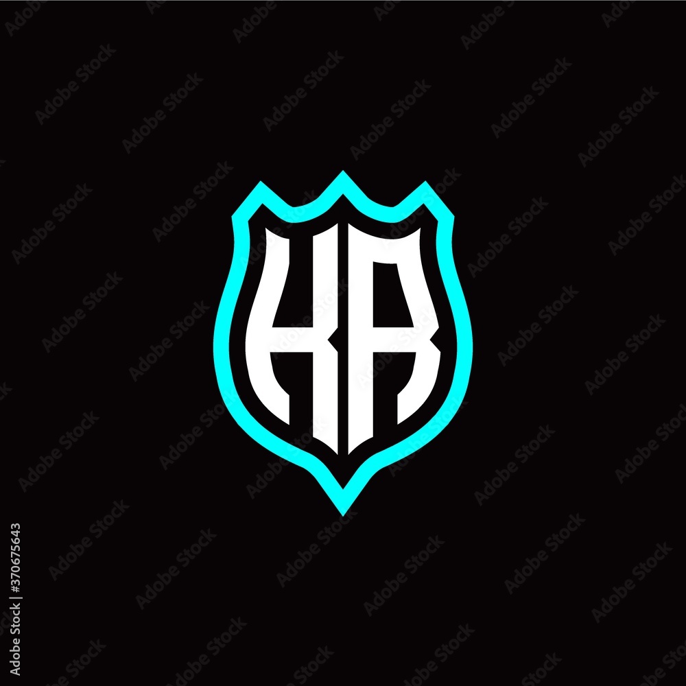 Initial K R letter with shield style logo template vector
