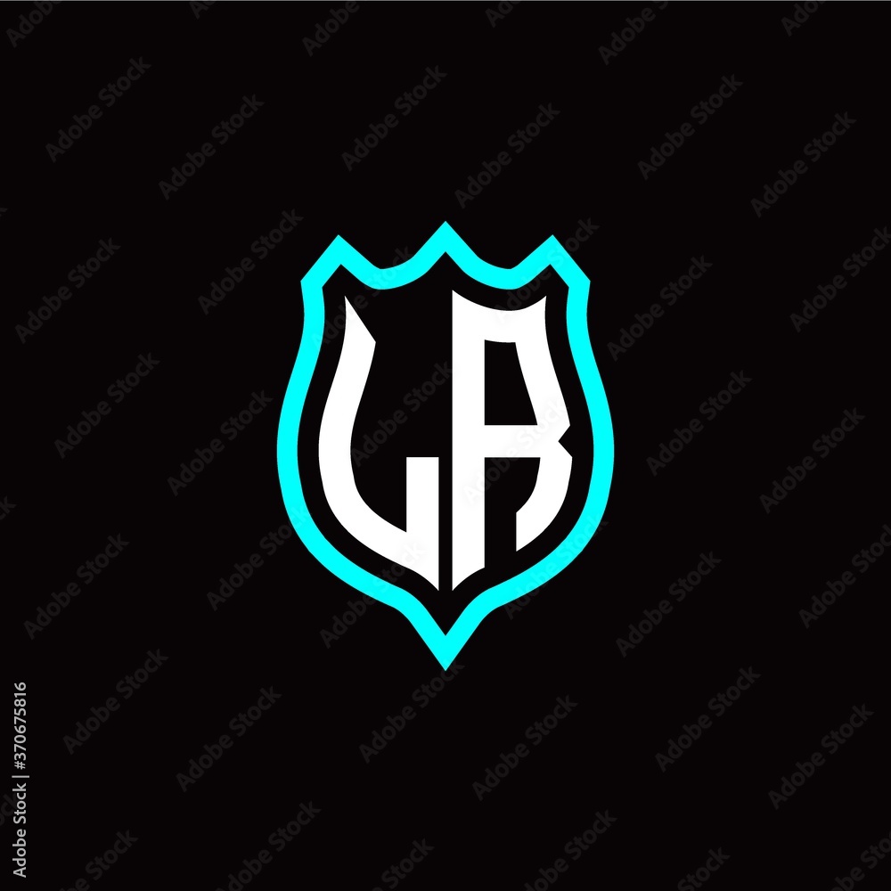 Initial L R letter with shield style logo template vector