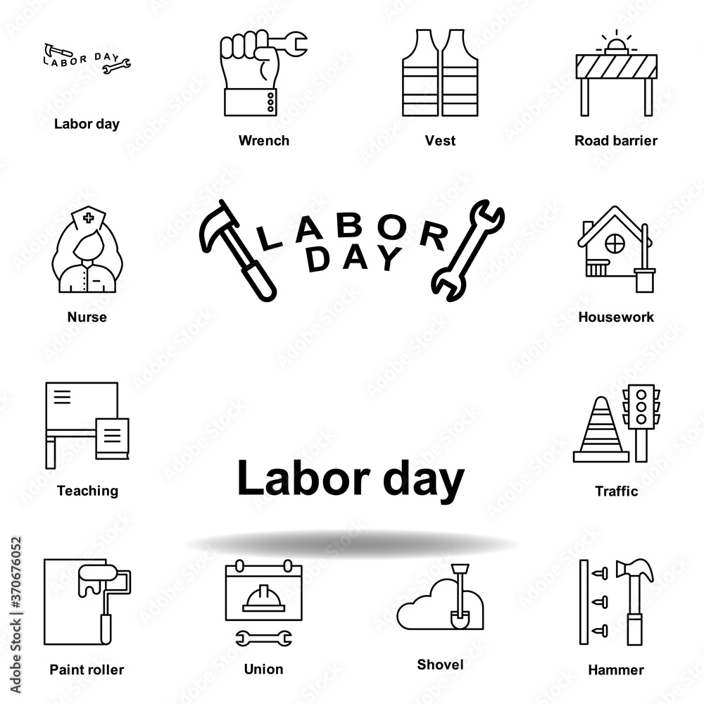 labor day outline icon. set of labor day illustration icon. Signs and symbols can be used for web, logo, mobile app, UI, UX labor day outline icon. set of labor day illustration icon. Signs and symbols can be used for web, logo, mobile app, UI, UX