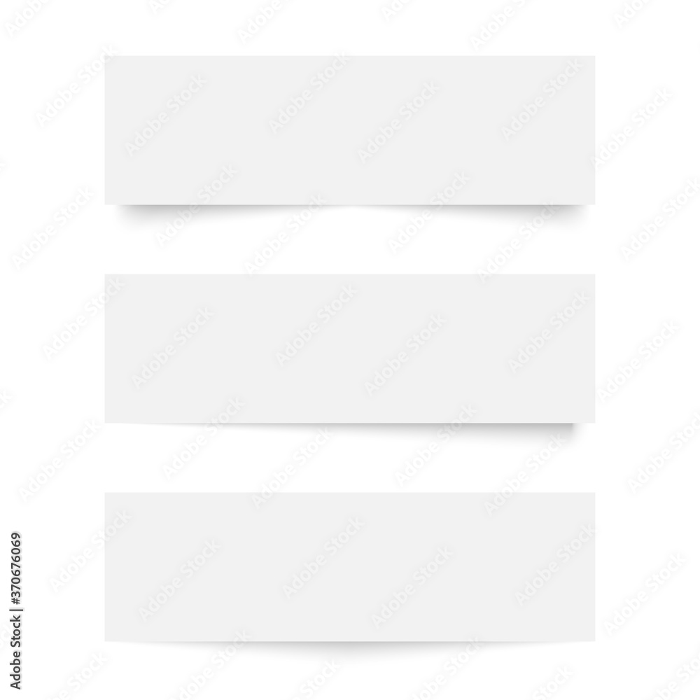Set of blank white banners with different transparent shadow. Vector. Set of blank white banners with different transparent shadow. Vector.