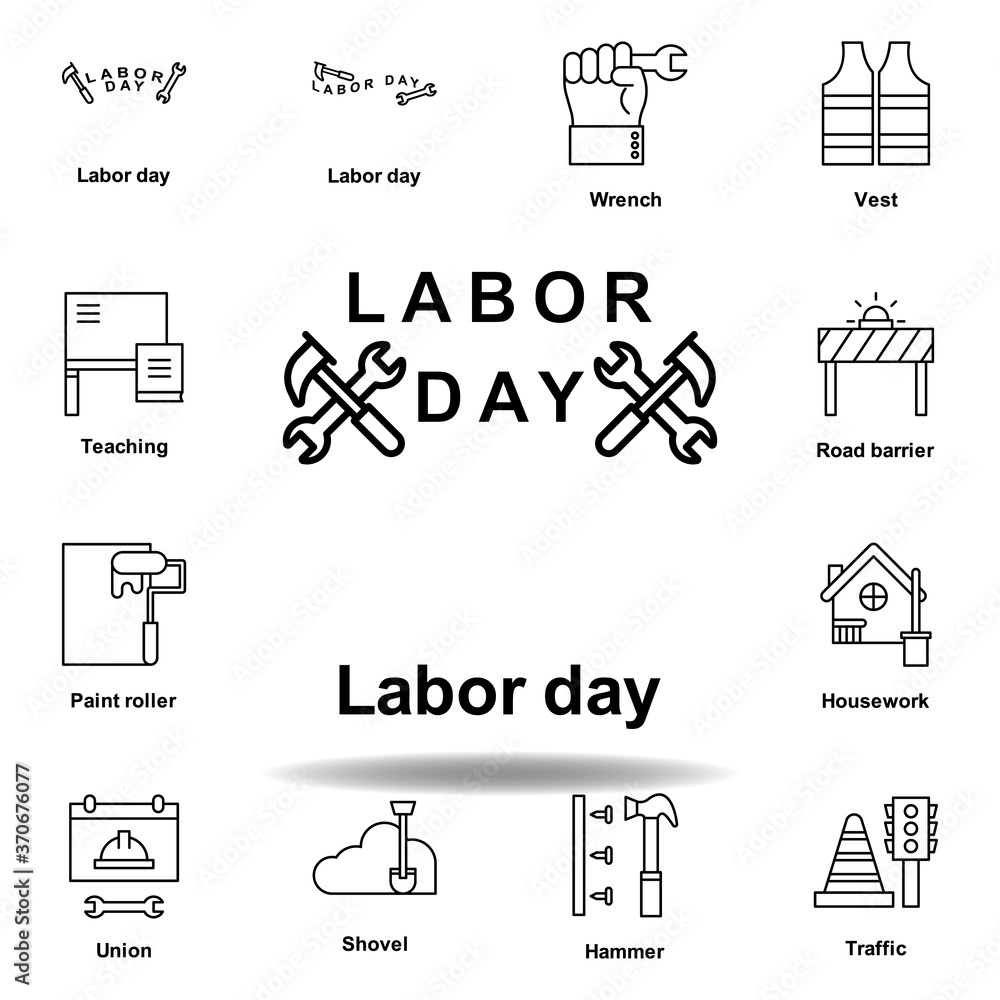 labor day outline icon. set of labor day illustration icon. Signs and symbols can be used for web, logo, mobile app, UI, UX labor day outline icon. set of labor day illustration icon. Signs and symbols can be used for web, logo, mobile app, UI, UX