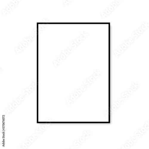 White poster with black frame mock up. Vector illustration