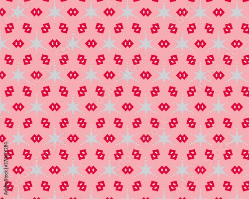 Fotografi seamless pattern with white stars on pink background