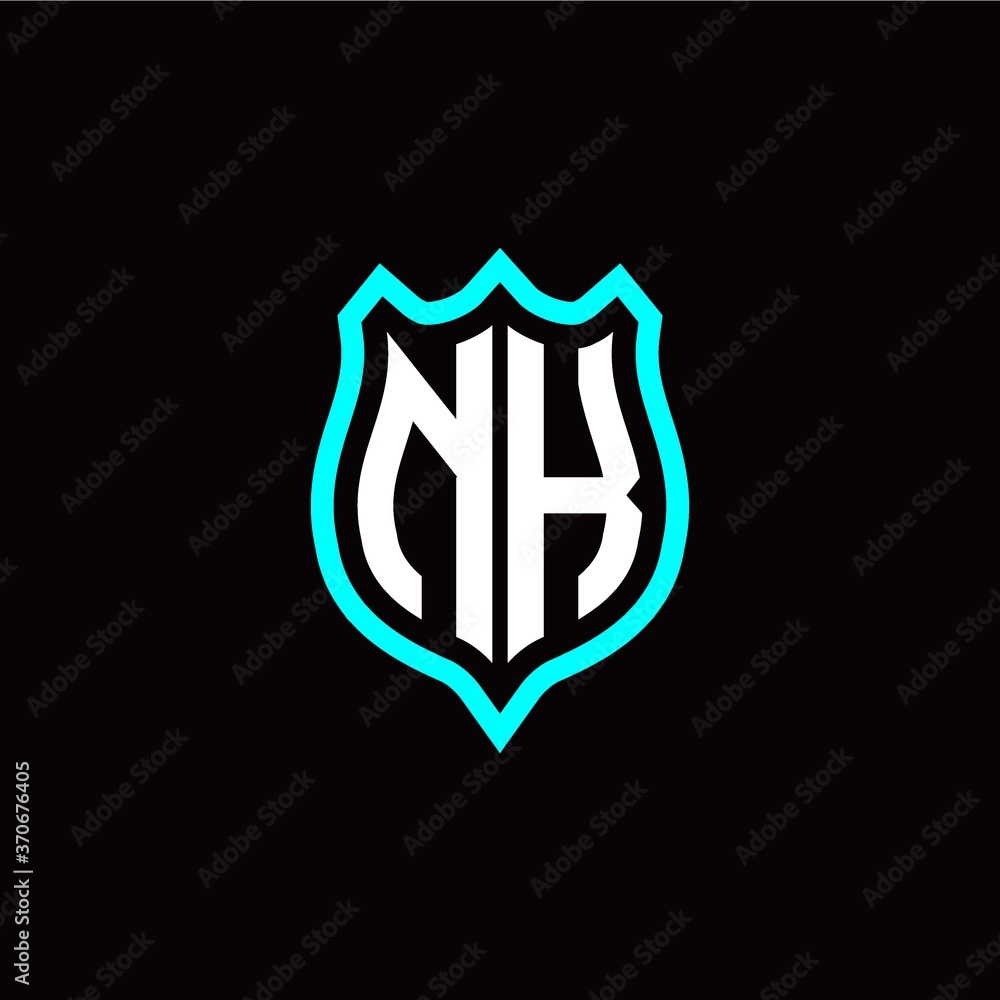 Initial N K letter with shield style logo template vector