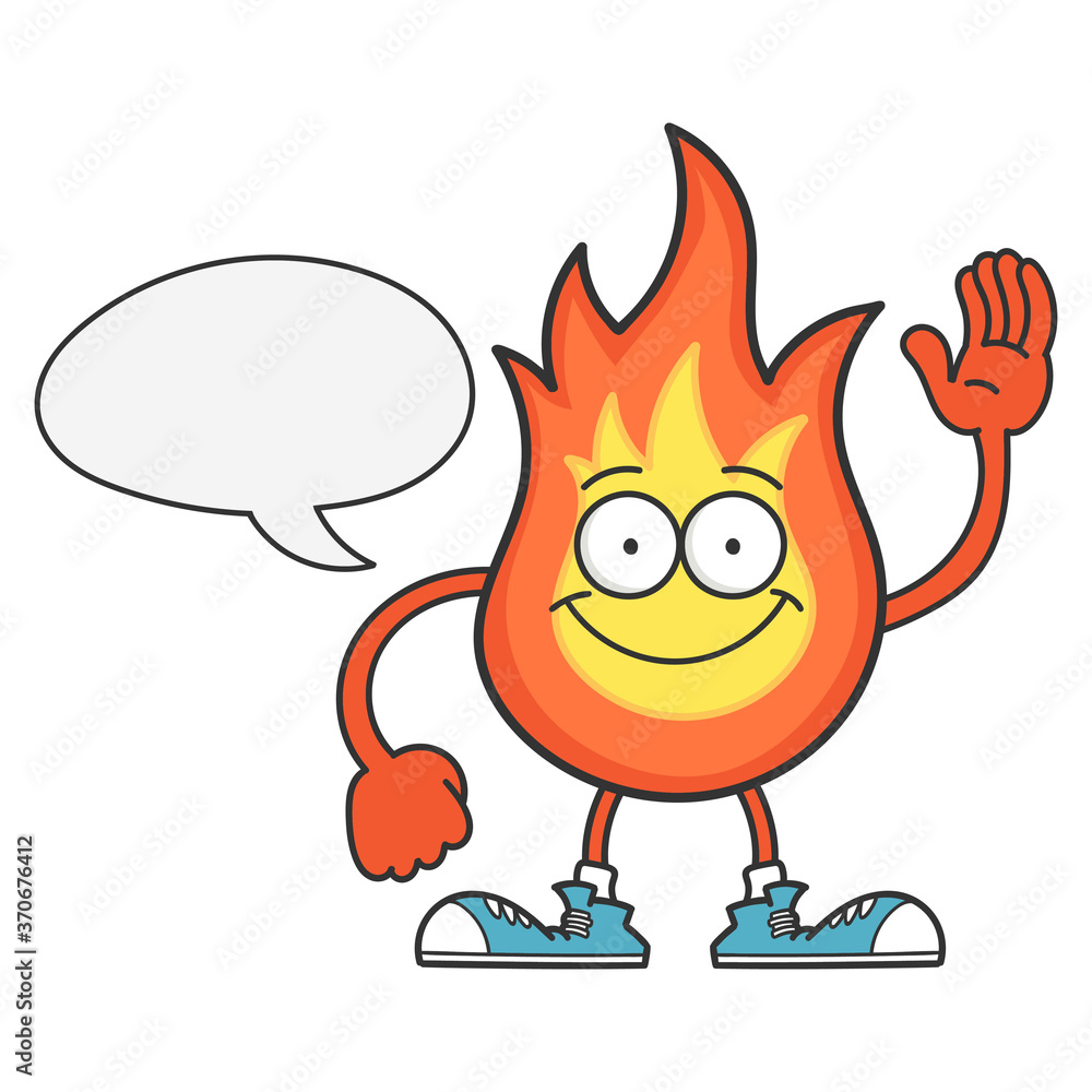 smiling fireball cartoon character isolated