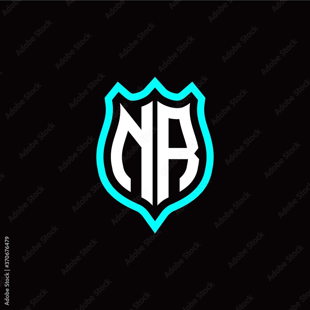 Initial N R letter with shield style logo template vector