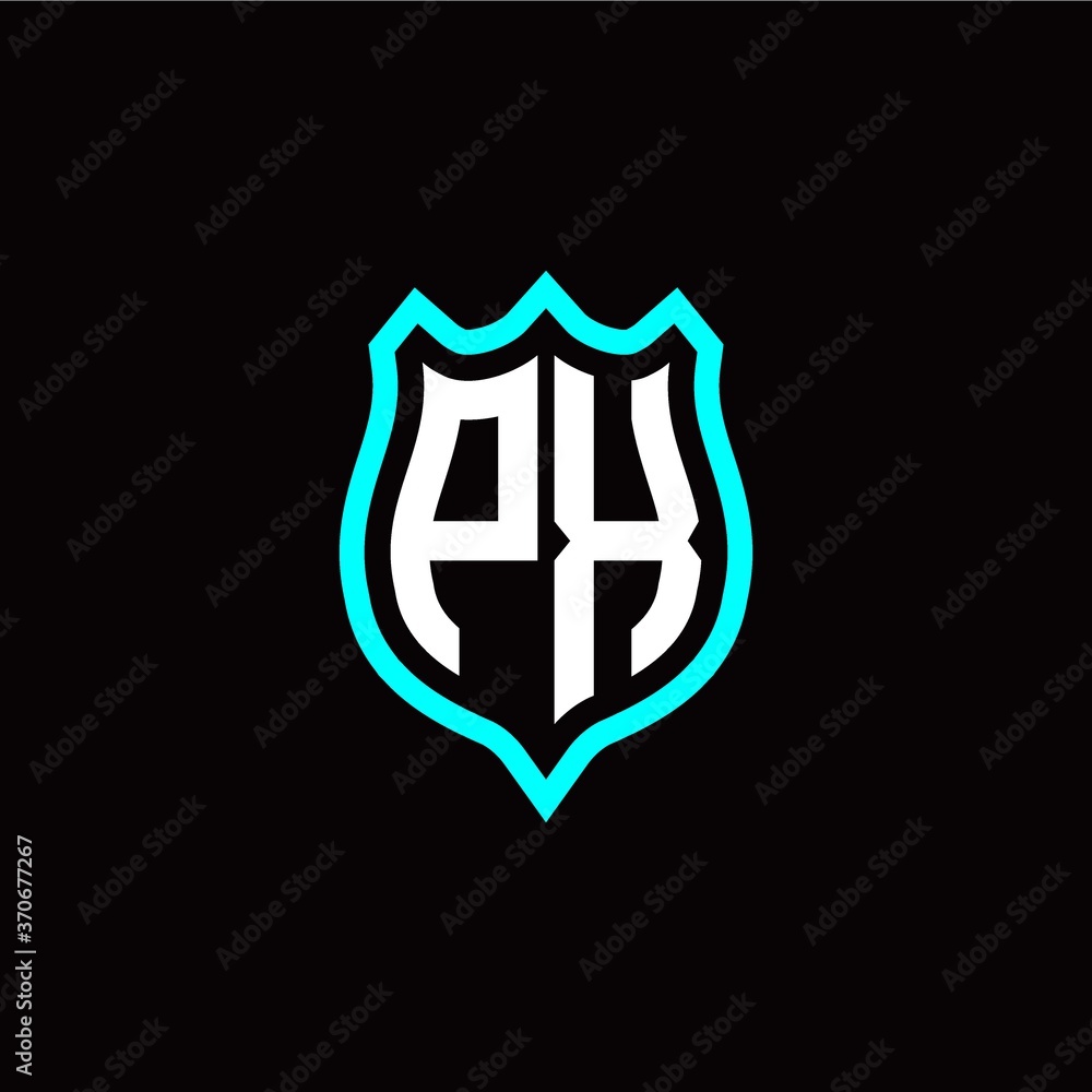 Initial P X letter with shield style logo template vector