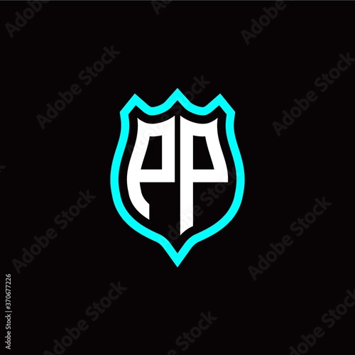 Fototapeta Naklejka Na Ścianę i Meble -  Initial P P letter with shield style logo template vector