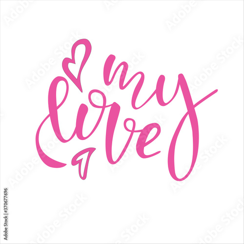 hand drawn lettering my love pink
