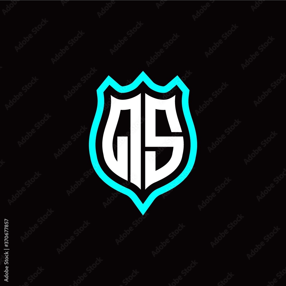 Initial Q S letter with shield style logo template vector