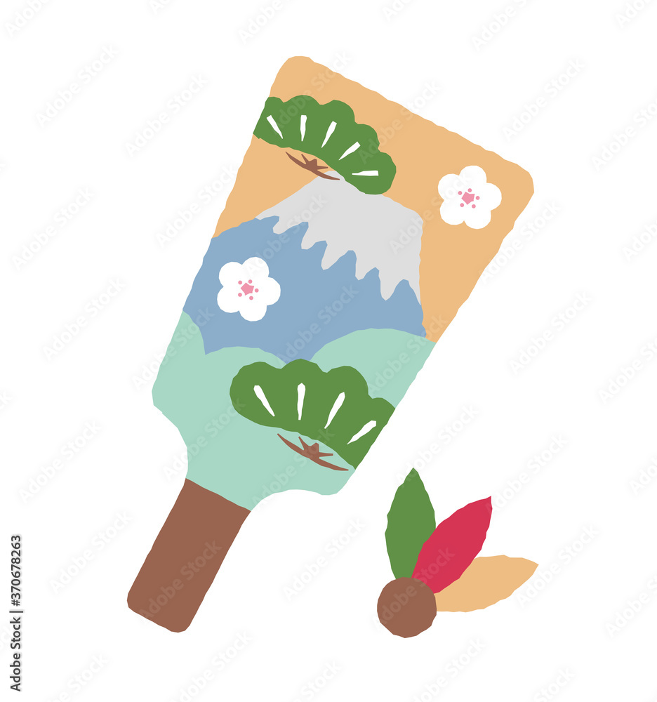 汎用 年賀状素材 カットイラスト 羽子板 羽根つき Stock ベクター Adobe Stock