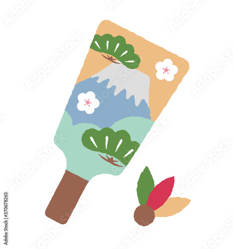 汎用 年賀状素材 カットイラスト 羽子板 羽根つき Stock Vector Adobe Stock