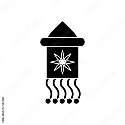 navratri lamp with flower silhouette style icon