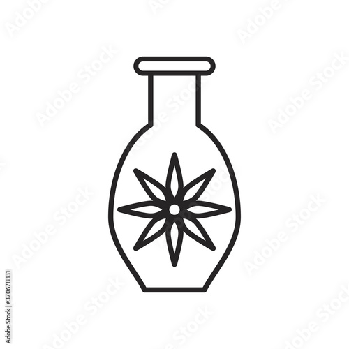 navratri vase with flower line style icon