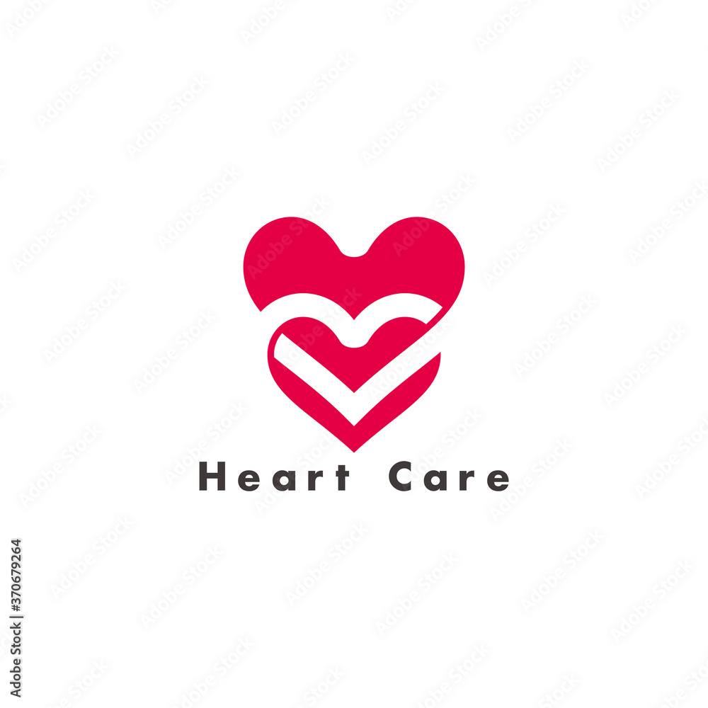 medical heart care negative space design logo vector
