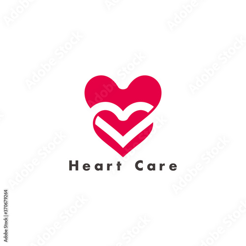 medical heart care negative space design logo vector