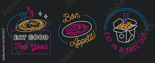 Restaurant sign in line style vector photo