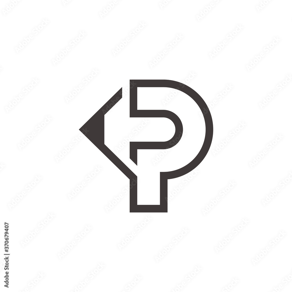 letter p drawing pencil shape geometric line logo vector letter p drawing pencil shape geometric line logo vector