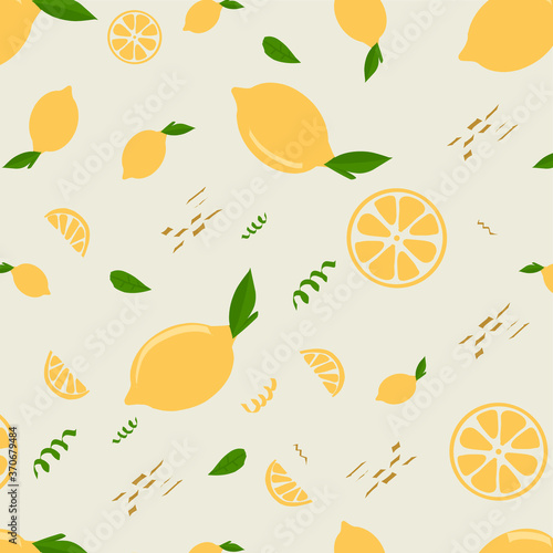 Fototapeta Naklejka Na Ścianę i Meble -  Lemon Illustration vector Seamless Pattern