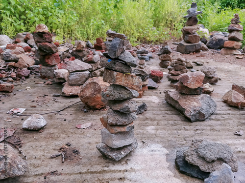 pile of stones and  traditions and customs in hindu temples