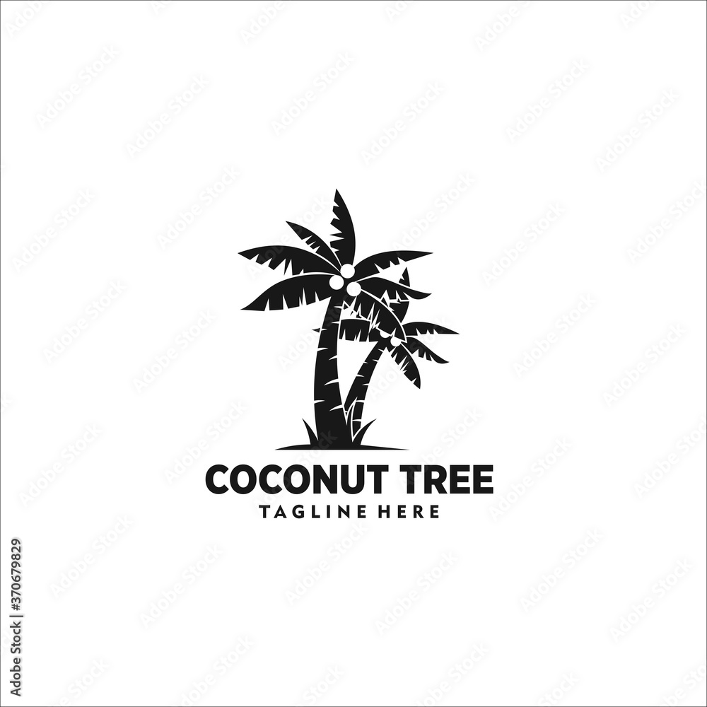 coconut tree logo design silhouette vector