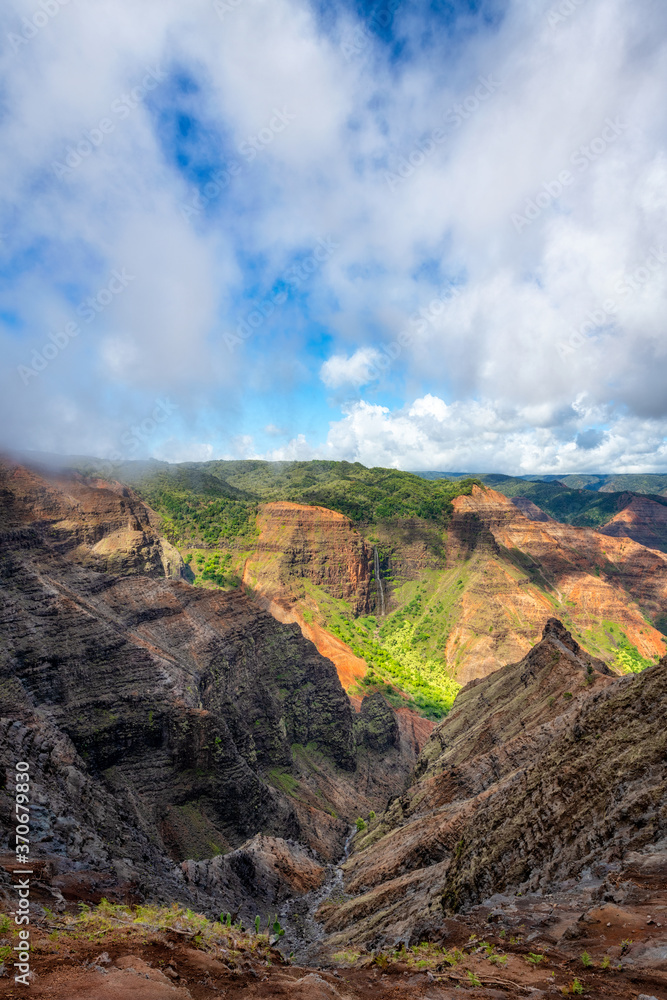Gorgeous view of Waimea Canyon, known as the Grand Canyon of the Pacific in Kauai, Hawaii, USA. 
