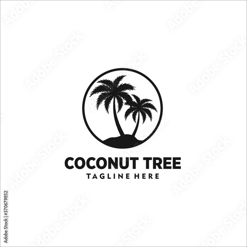 coconut tree logo design silhouette vector