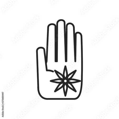 navratri hand with flower line style icon