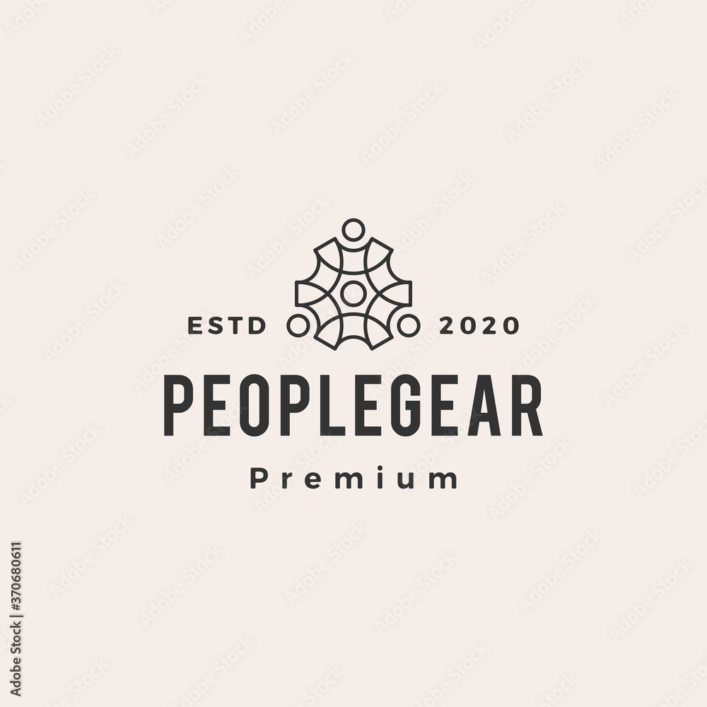 Fototapeta premium people gear cog cogs hipster vintage logo vector icon illustration