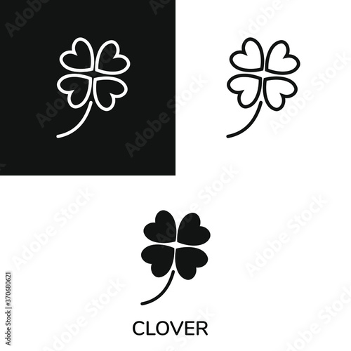 clover leaf icon with different color black and white. clover logo vector design