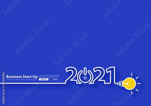 2021 new year design with creative light bulb idea, Inspiration business start up plan, Vector illustration modern design layout template3