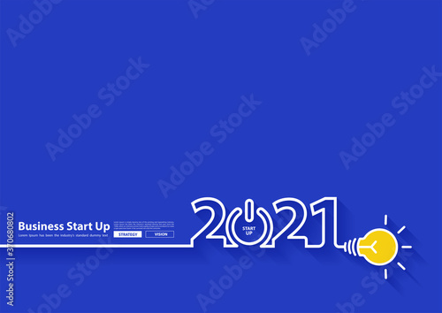 2021 new year design with creative light bulb idea, Inspiration business start up plan, Vector illustration modern design layout template3 photo