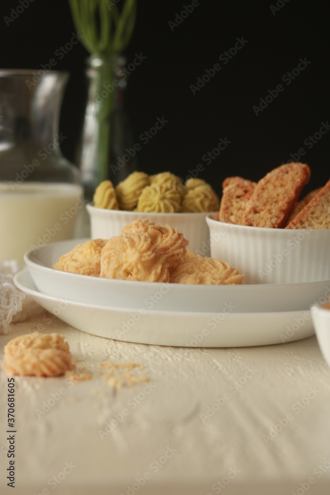 Assorted nice biscuits on the table.