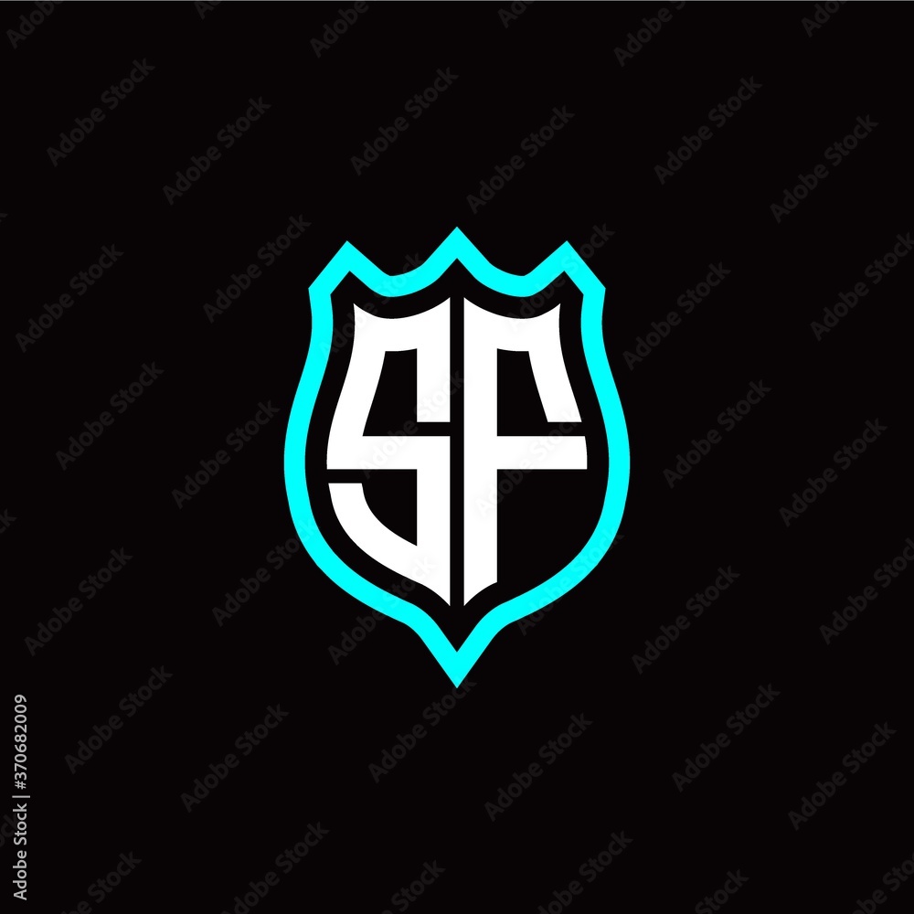 Initial S F letter with shield style logo template vector