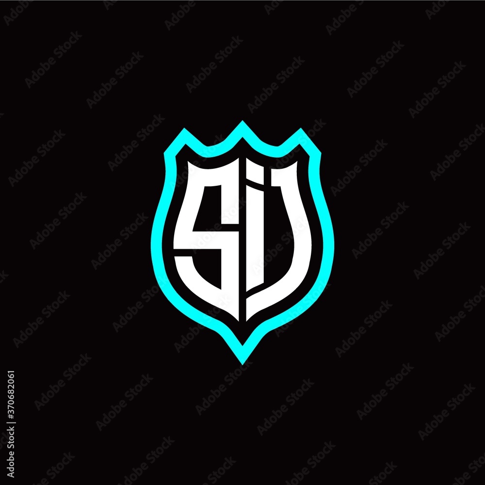 Initial S I letter with shield style logo template vector