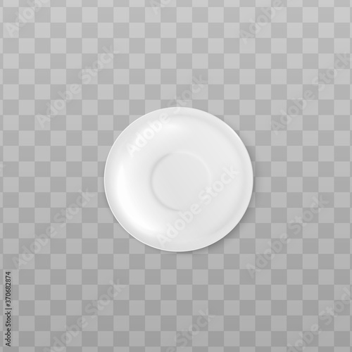 White ceramic saucer from top view isolated on white background