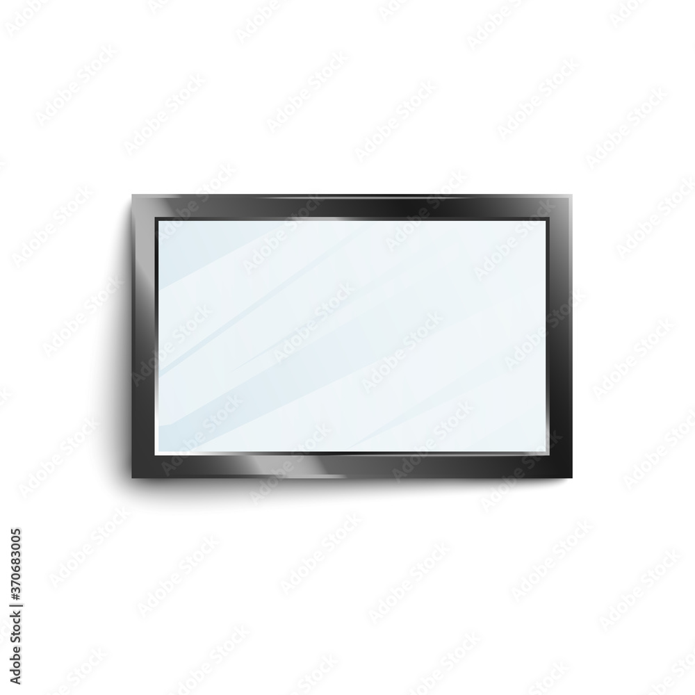 Black rectangle mirror frame with shiny glass surface Black rectangle mirror frame with shiny glass surface