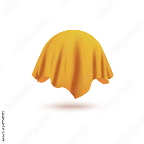 Silk yellow curtain cover covering invisible sphere object
