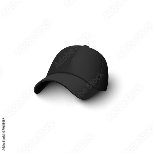 Black cap mockup isolated on white background - realistic baseball hat