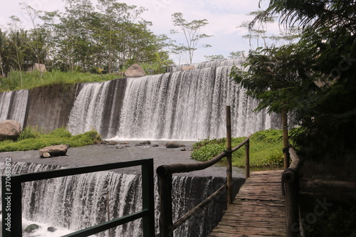 Beautiful waterfalls during the day become a favorite place for holidays.