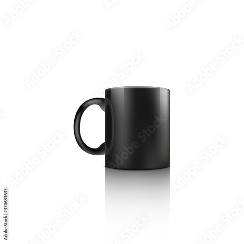 Realistic 3d mockup of a black ceramic mug or cup.