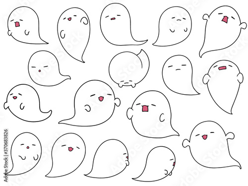 いろんなポーズのおばけのセット素材