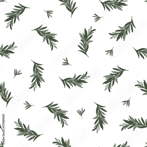 Seamless Christmas leaf on white background  vector illustrationPrint